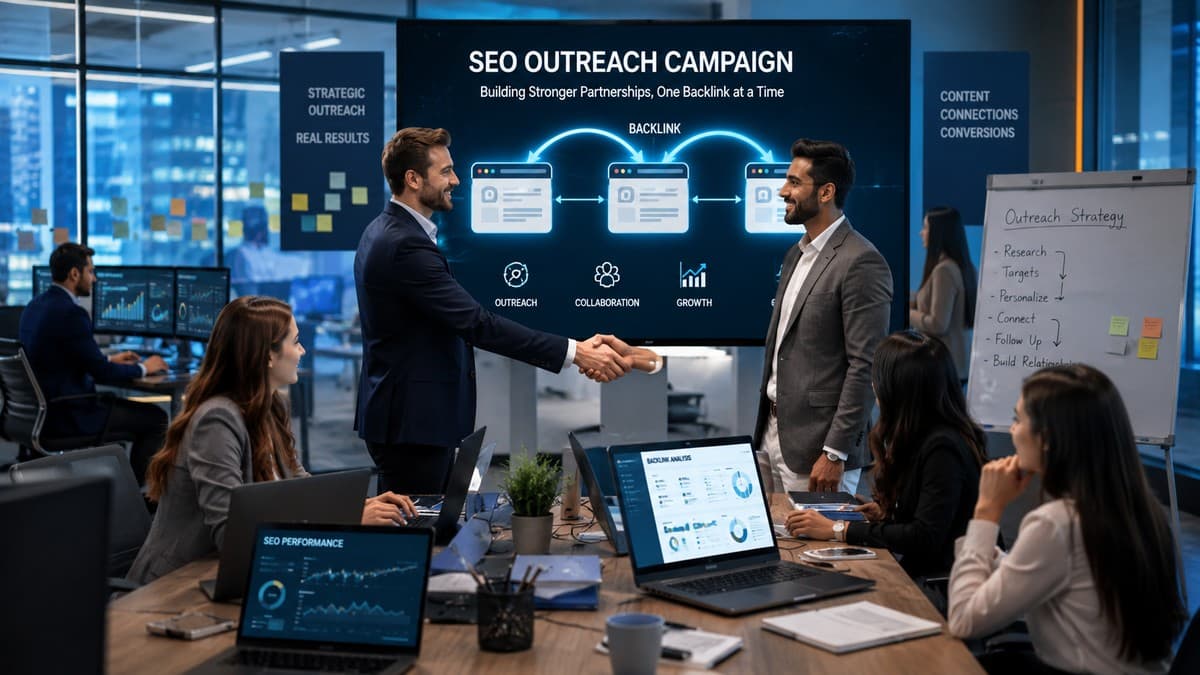 Person reviewing an outreach campaign dashboard showing prospects grouped by status