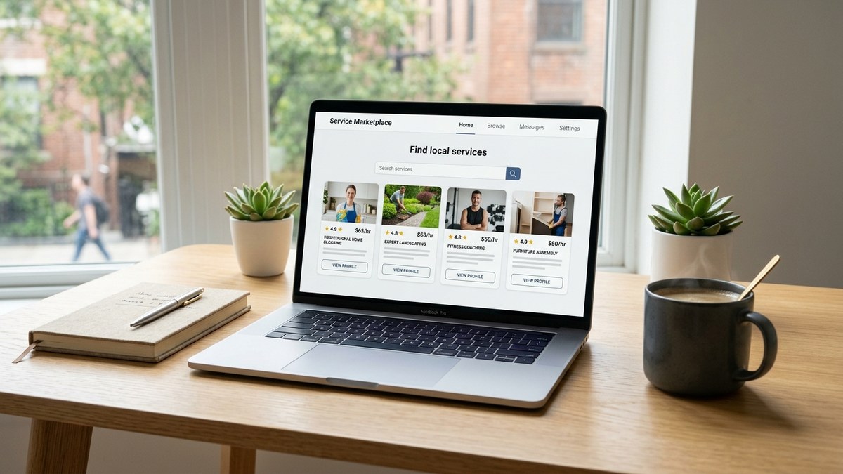 Side-by-side comparison of guest posting service dashboards on a laptop screen